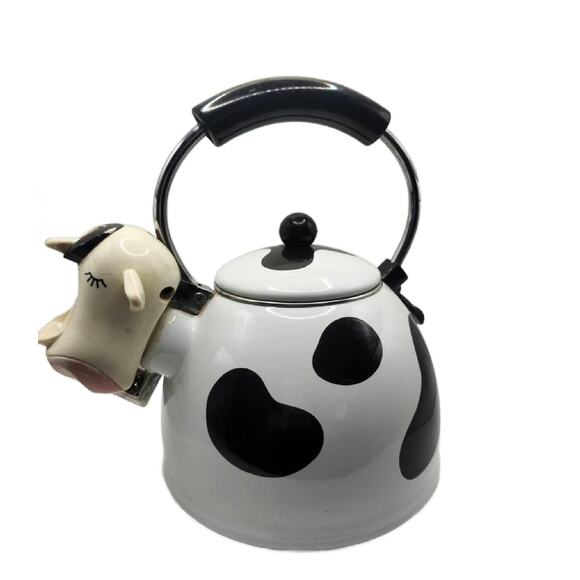 Vintage Kamenstein COW Whistling Enamel Tea Kettle - Picture 1 of 11